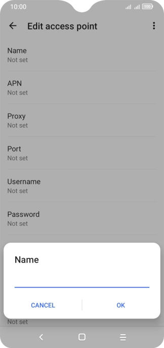 Key in Vodafone Internet and press OK.