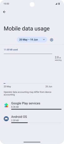 The data usage for each application is displayed below the name of the application.