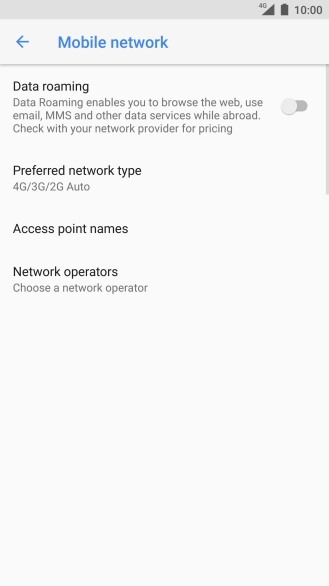 Press Preferred network type.