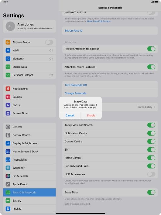 If you turn on the function, press Enable. If you turn on the function, press Enable.