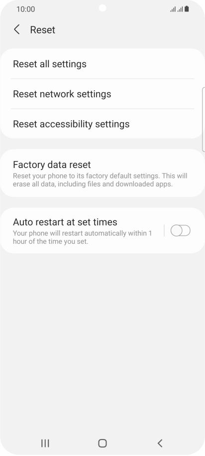 Press Factory data reset.