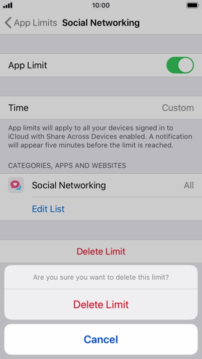 Press Delete Limit.