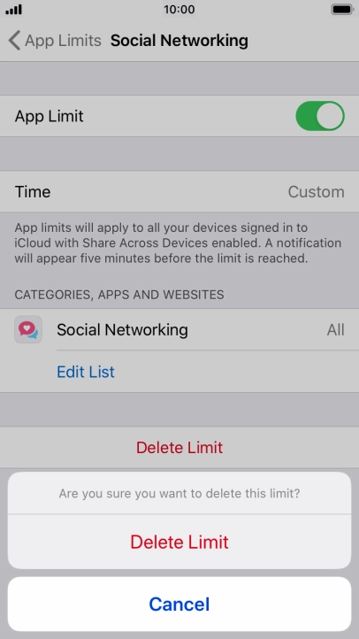 Press Delete Limit.