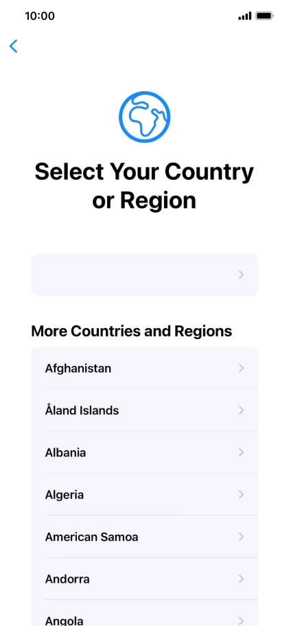 Press the required country or area.