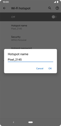 Key in the required Wi-Fi hotspot name and press OK. Key in the required Wi-Fi hotspot name and press OK.