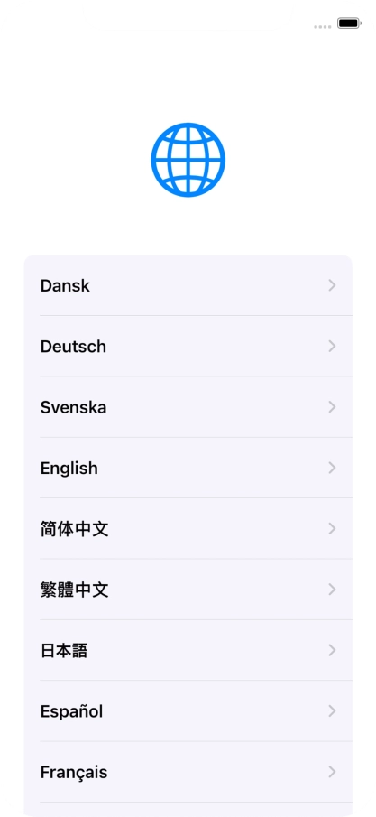 Press the required language. Press the required language.