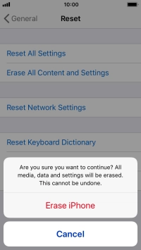 Press Erase iPhone. Wait a moment while the factory default settings are restored. Follow the instructions on the screen to set up your phone and prepare it for use.