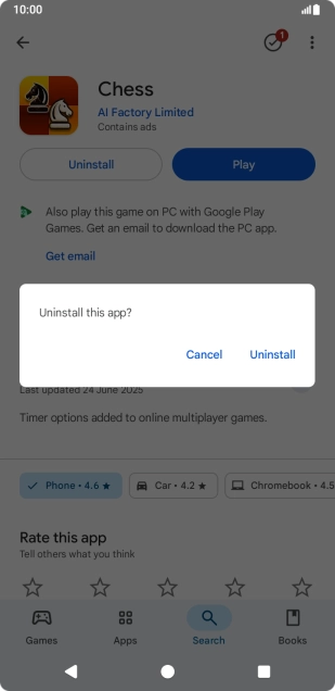 Press Uninstall.