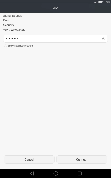 Key in the password for the Wi-Fi network and press Connect.
