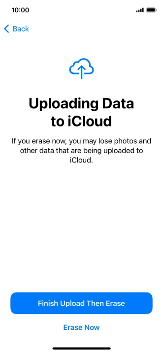 Press the required setting. Press the required setting.