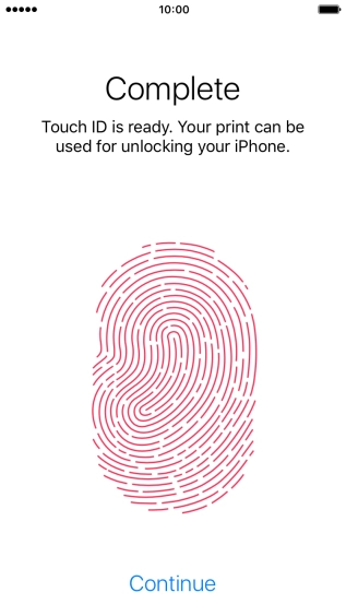 Press Continue. If you haven't previously selected a phone lock code, key in a code of your own choice twice.