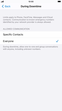 Press the required setting.
