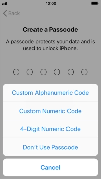 Follow the instructions on the screen to turn on use of phone lock code or press Don't Use Passcode.