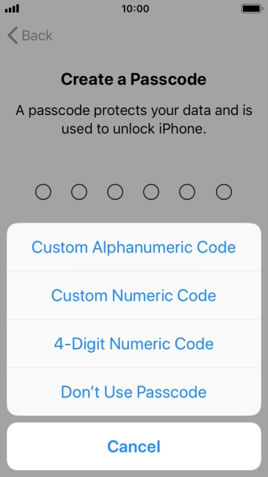 Follow the instructions on the screen to turn on use of phone lock code or press Don't Use Passcode.