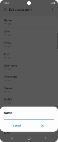 Key in Vodafone Internet and press OK.