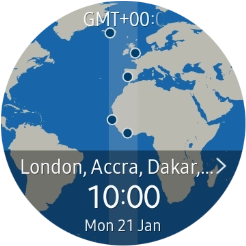 Turn the Rotating bezel right or left to select the required time zone.