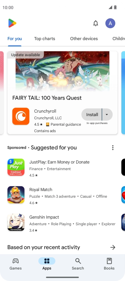 Press the profile icon. Press the profile icon.