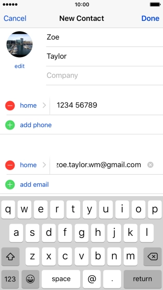 Press the field next to the email address.