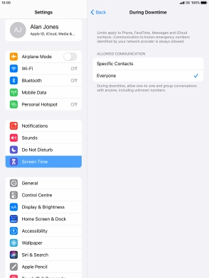 Press the required setting. Press the required setting.