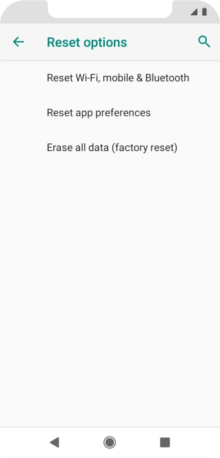 Press Erase all data (factory reset).
