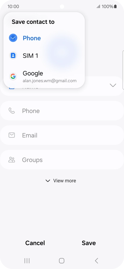 Press the required Google account.