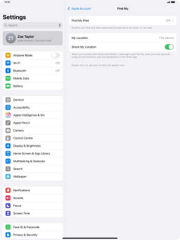 Press Find My iPad. Press Find My iPad.