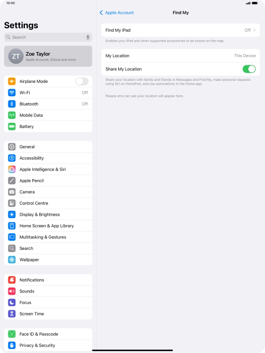 Press Find My iPad. Press Find My iPad.