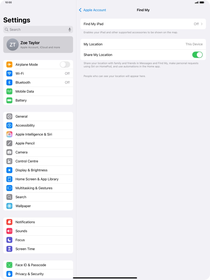 Press Find My iPad. Press Find My iPad.