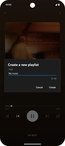 Key in a name for the playlist and press Create. Key in a name for the playlist and press Create.