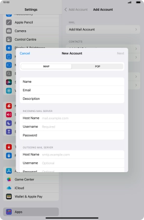 Press IMAP.