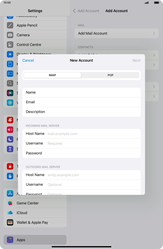 Press IMAP.