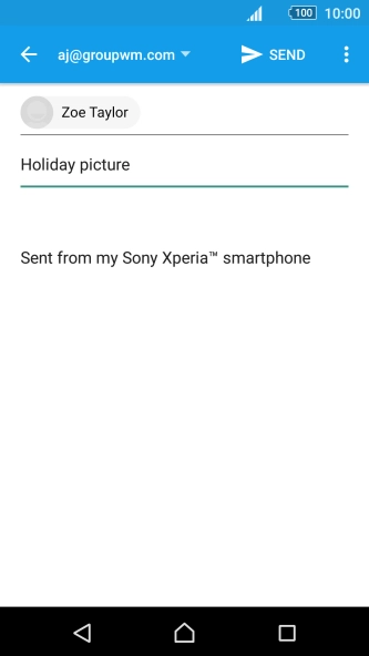 Press the text input field and write the text for your email message.