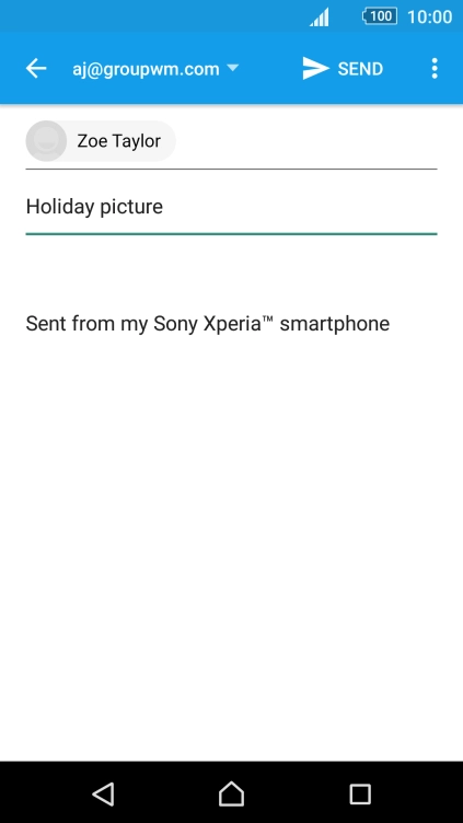 Press the text input field and write the text for your email message.