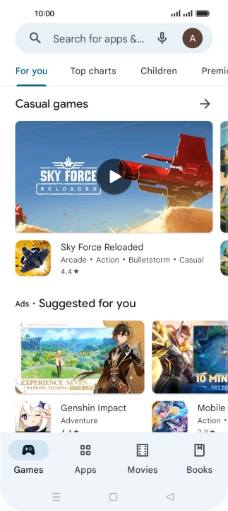 Press the search field.