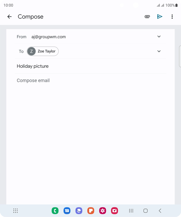 Press the text input field and write the text for your email message.