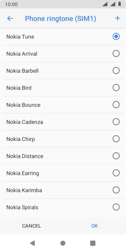 Press the add ring tone icon. Press the add ring tone icon.
