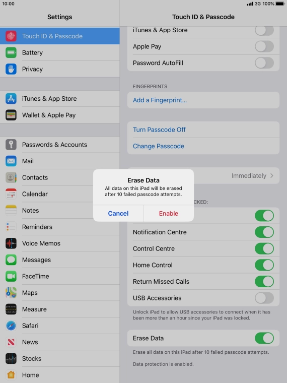 If you turn on the function, press Enable.