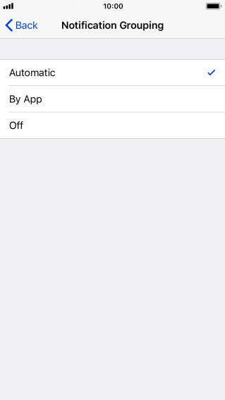 Press the required setting.