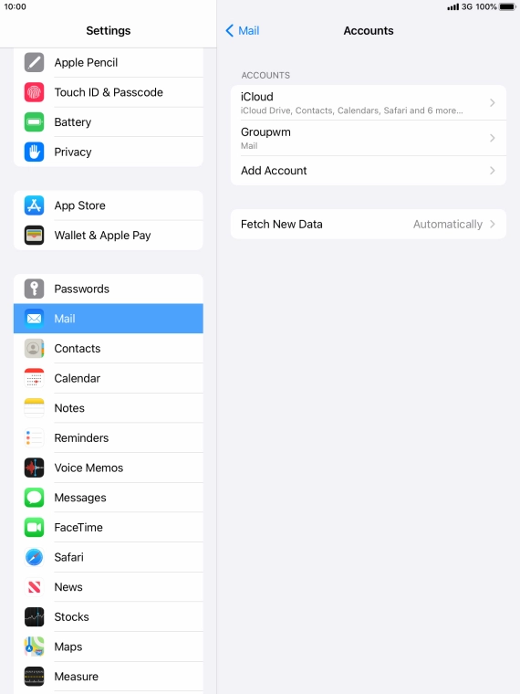 Press the name of the email account you've just set up.