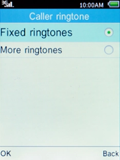 Select Fixed ringtones and press the Left selection key.