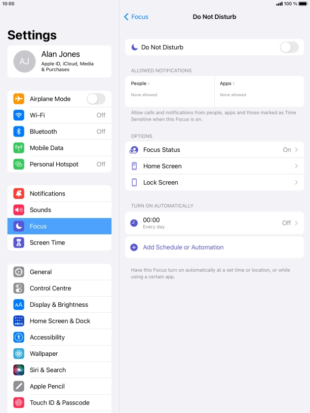 Press People and follow the instructions on the screen to select which contacts you would like to receive calls and notifications from when Do Not Disturb is turned on.