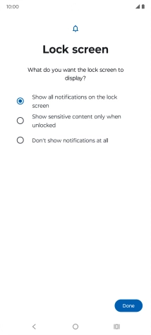 Press the required setting.