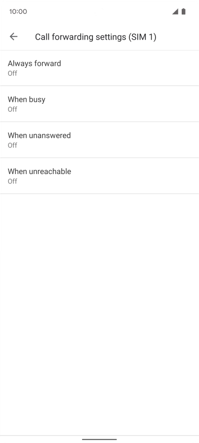 Press the required divert type. Press the required divert type.