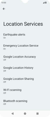 Press Google Location Accuracy. Press Google Location Accuracy.