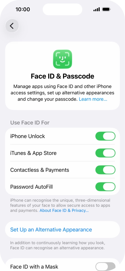 Press the indicators next to the required settings to turn them on or off. Press the indicators next to the required settings to turn them on or off.