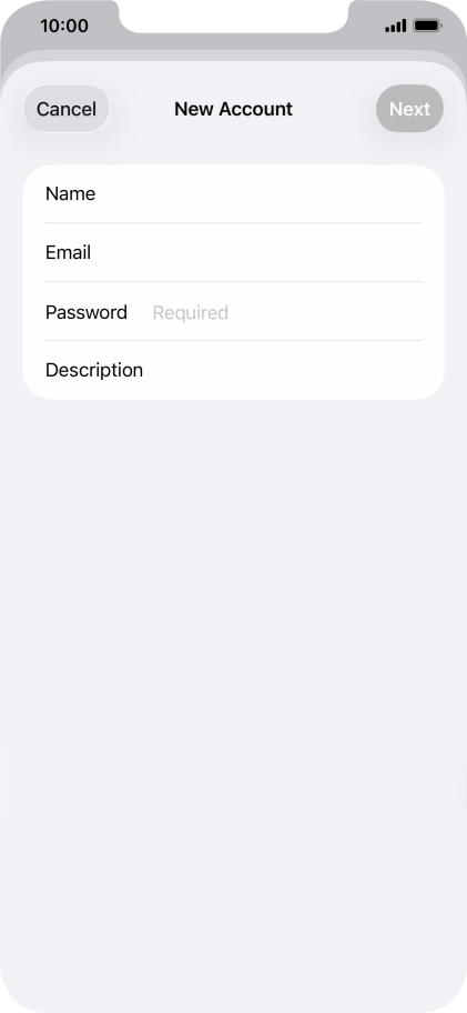 Press Password and key in the password for your email account.