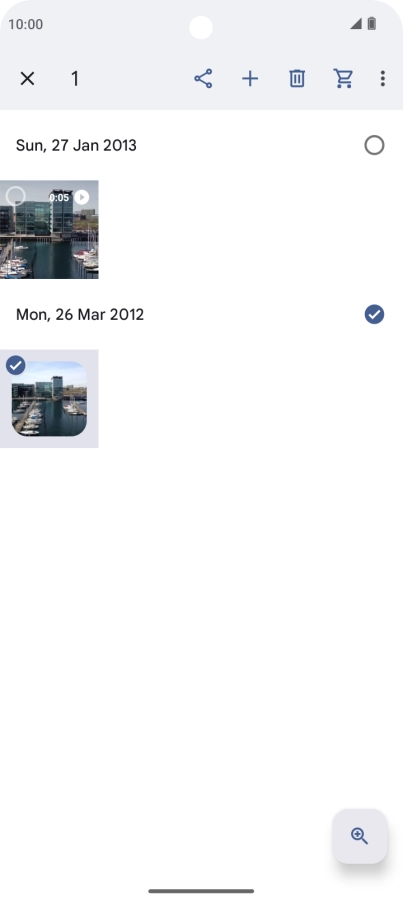 Press the required pictures or videos to select them. Press the required pictures or videos to select them.