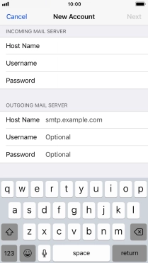 Press Host Name and key in the name or IP address of your email provider's outgoing server. Please note that if you can't send email messages when using your email provider's outgoing server, key in smtp.vodafone.net.au (Vodafone's outgoing server).