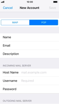 Press Host Name and key in the name of your email provider's incoming server. Press Host Name and key in the name of your email provider's incoming server.