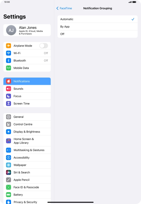 Press the required setting. Press the required setting.